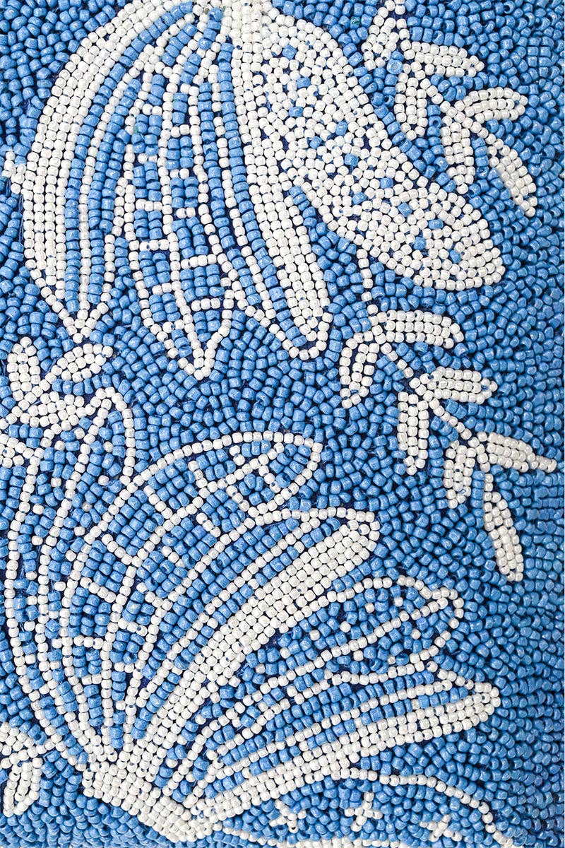 Blue-Nana Beaded Shoulder Bag