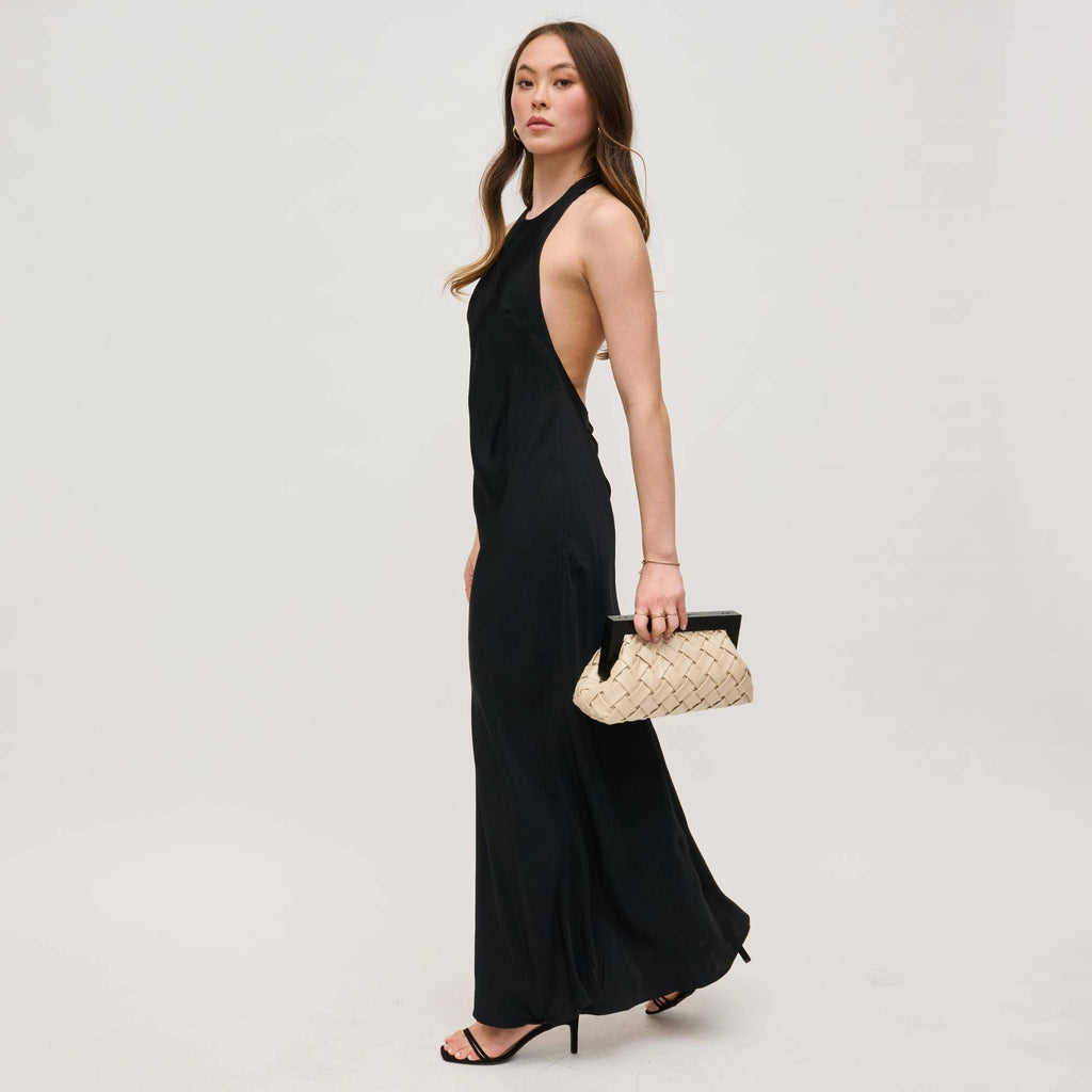 Jamie Woven Wooden Frame Clutch