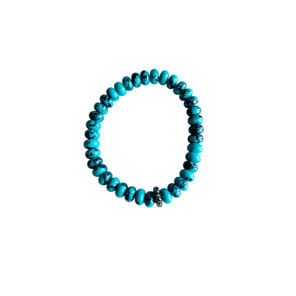 Candy Stretch Bracelets: Turquoise with Black Veins