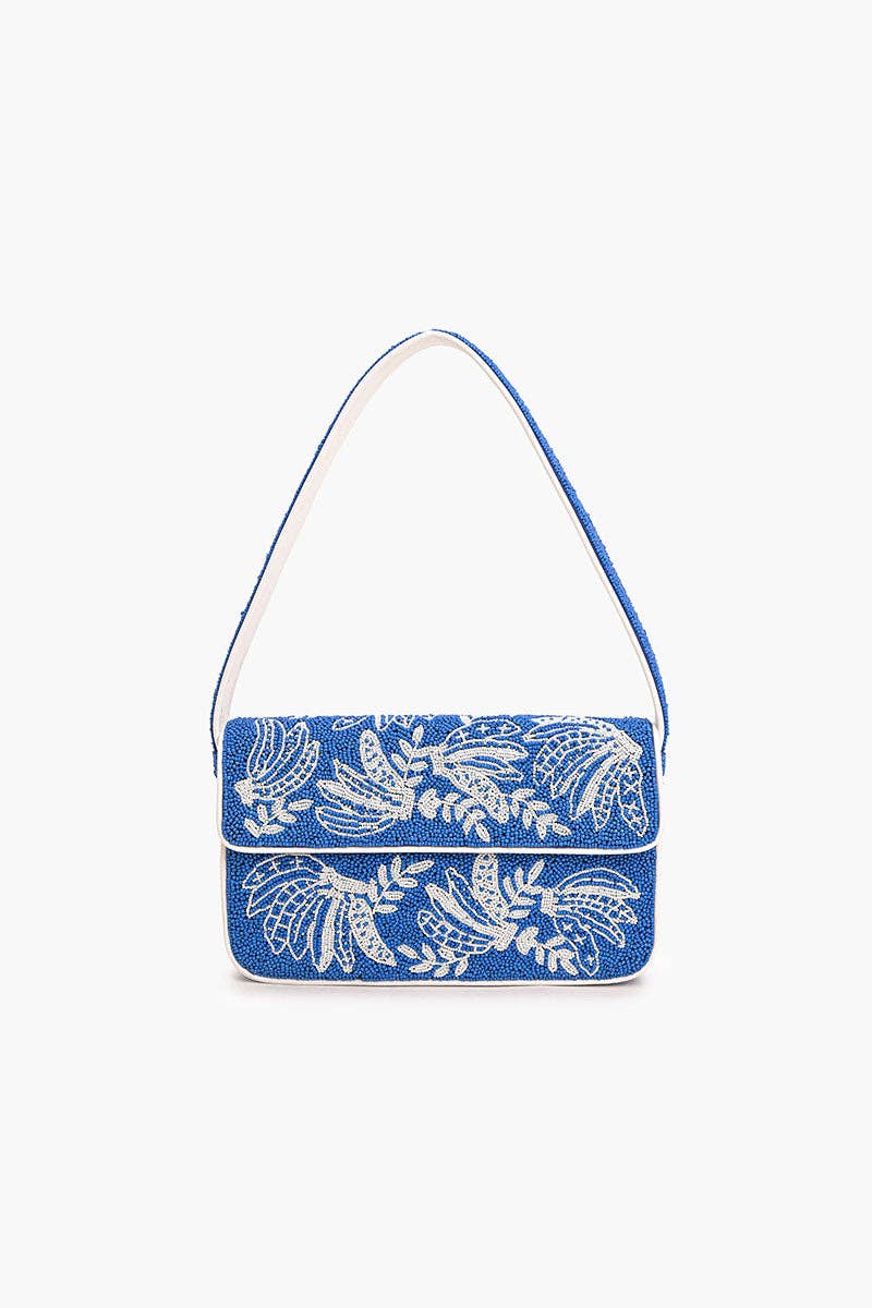 Blue-Nana Beaded Shoulder Bag