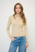 Colette Ribbed Button Up Lurex Sweater