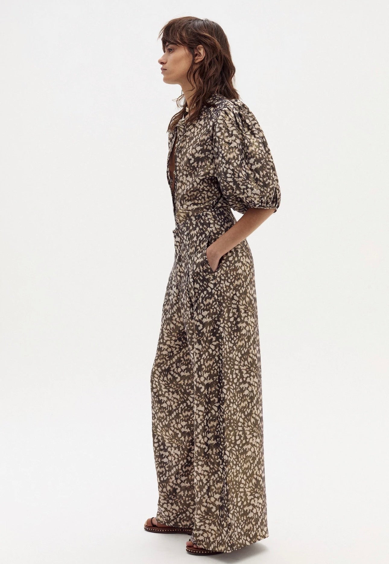 Culotte Metallic Linen Pant