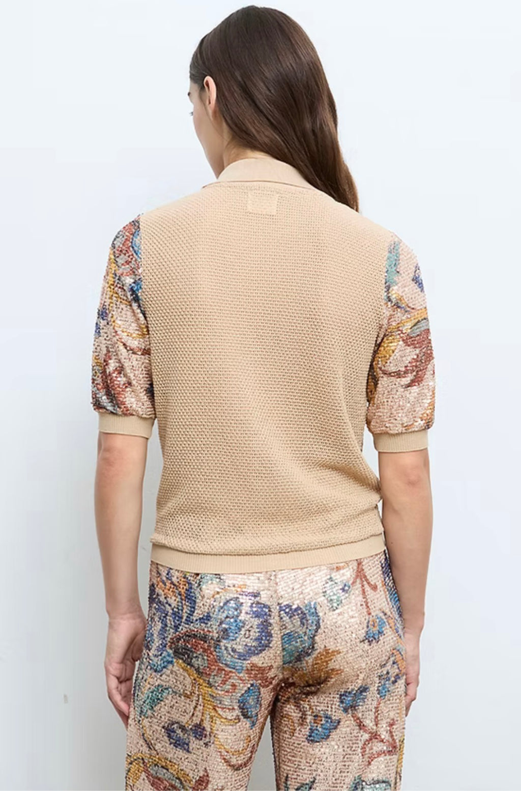 Floral Sequin Polo Jacket