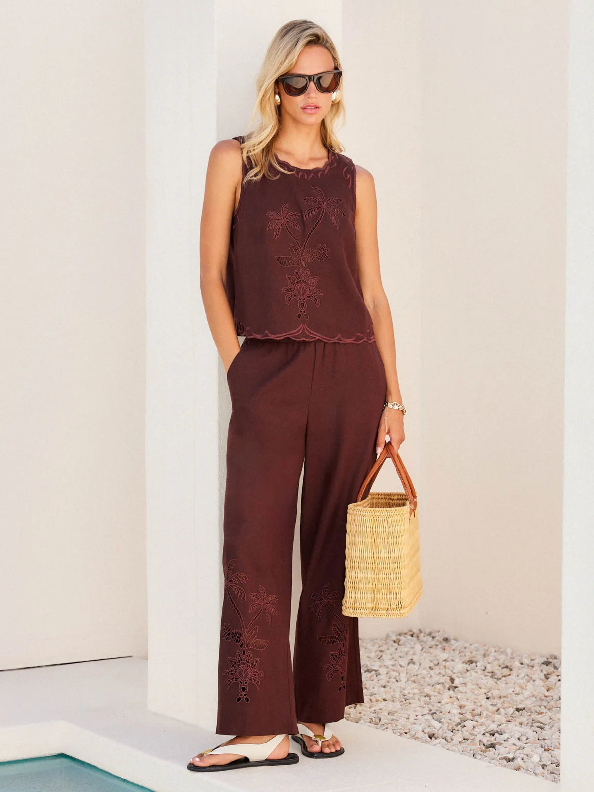 Zora Embroidered Ankle Pants