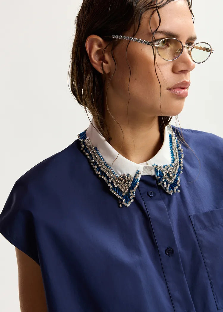 Jan Beaded Collar Top
