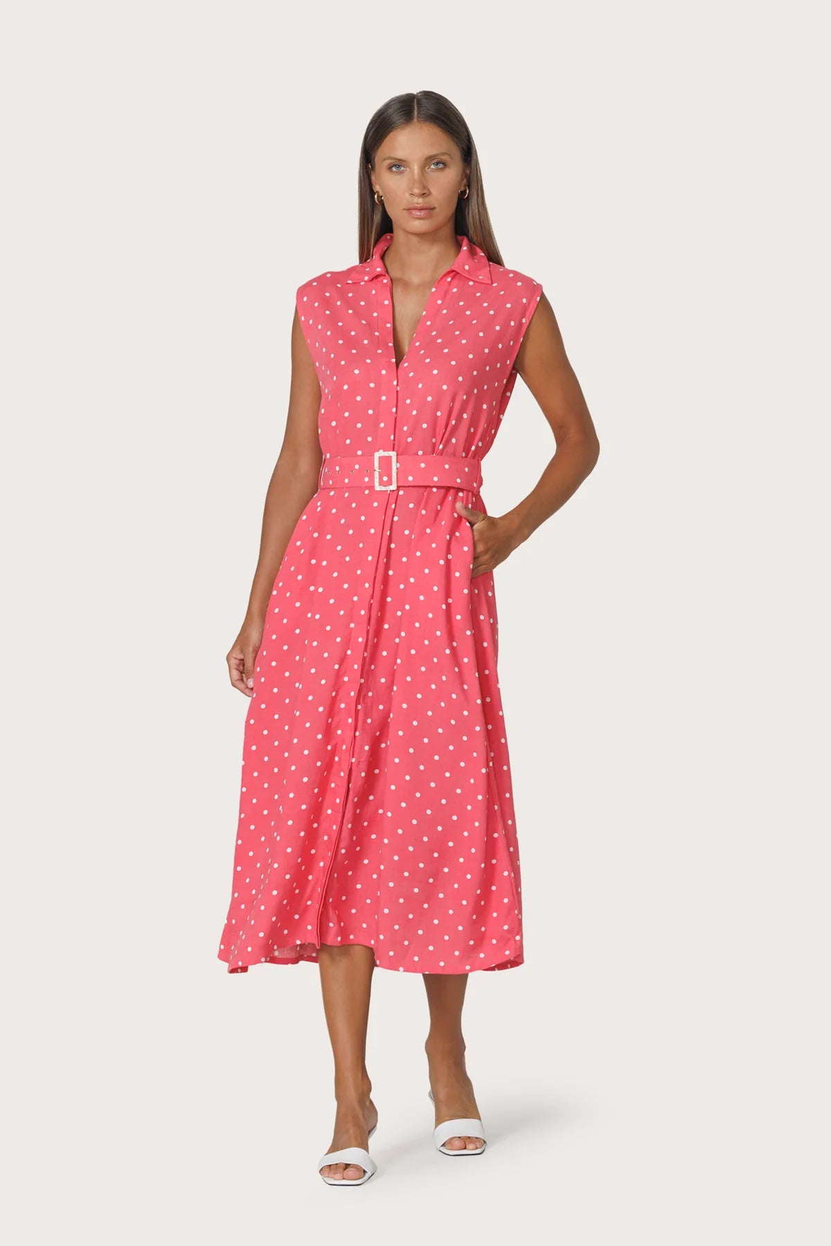 Chloe Belted Linen Shirt Dress