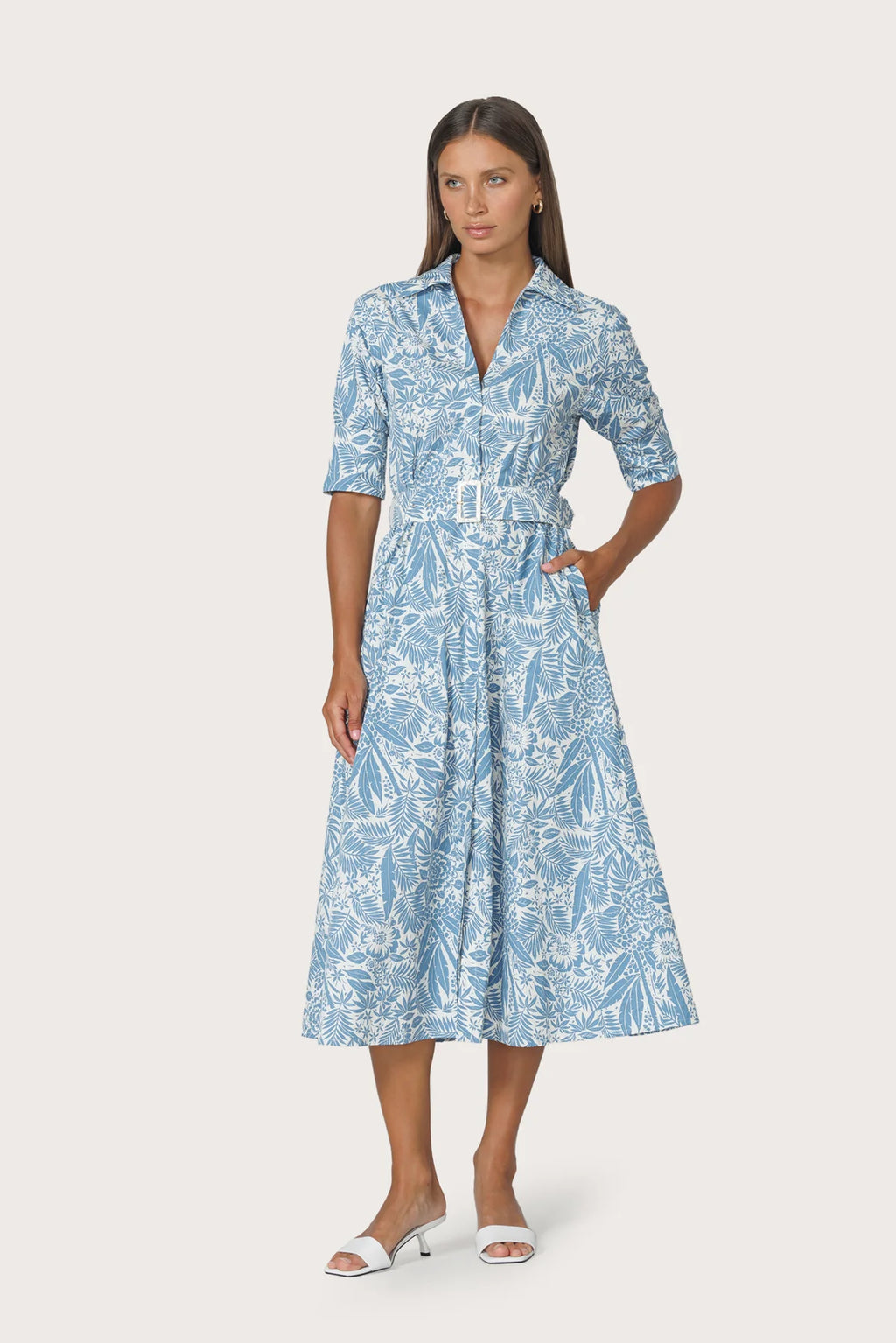 Chrissie Belted Poplin Botanical