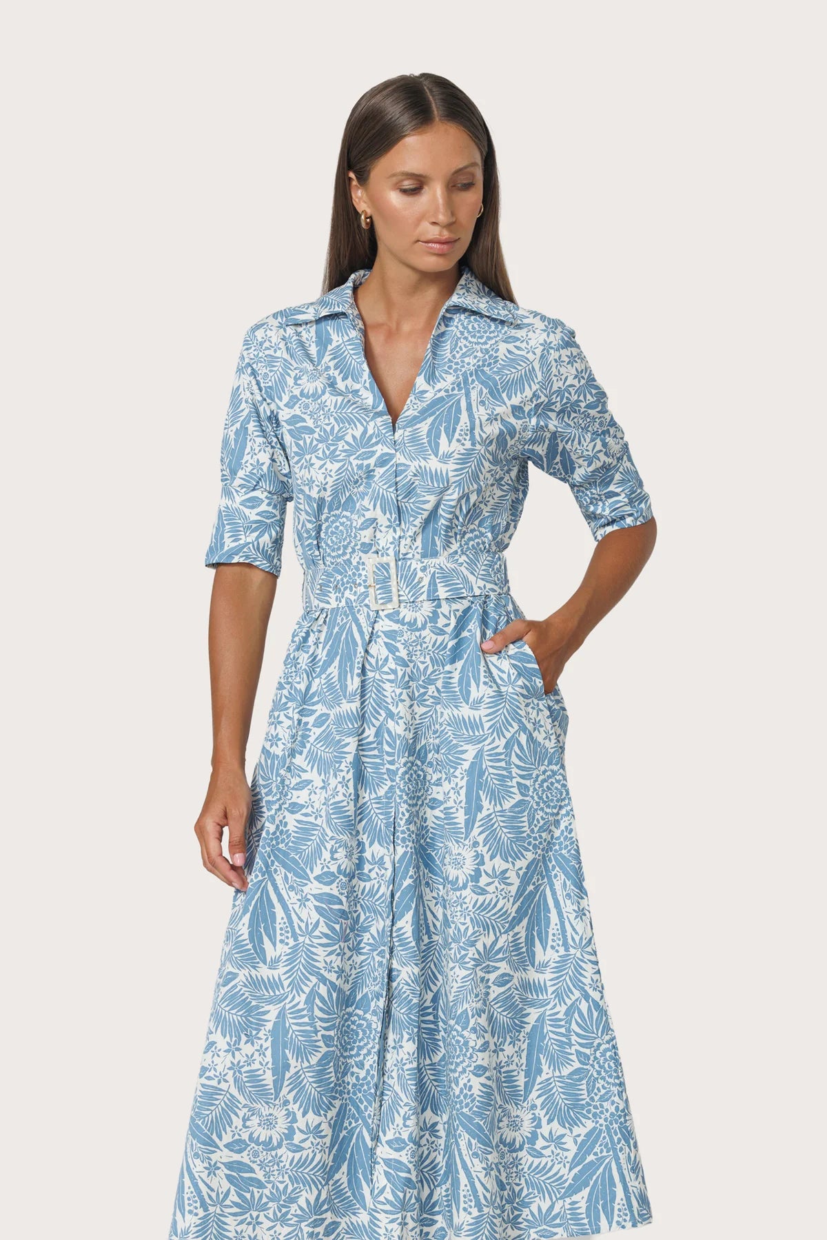 Chrissie Belted Poplin Botanical