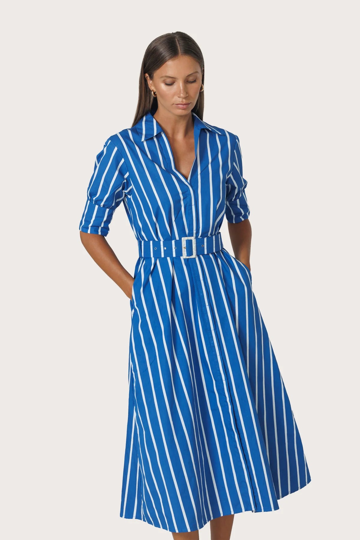 Chrissie Belted Poplin Vacay Stripe