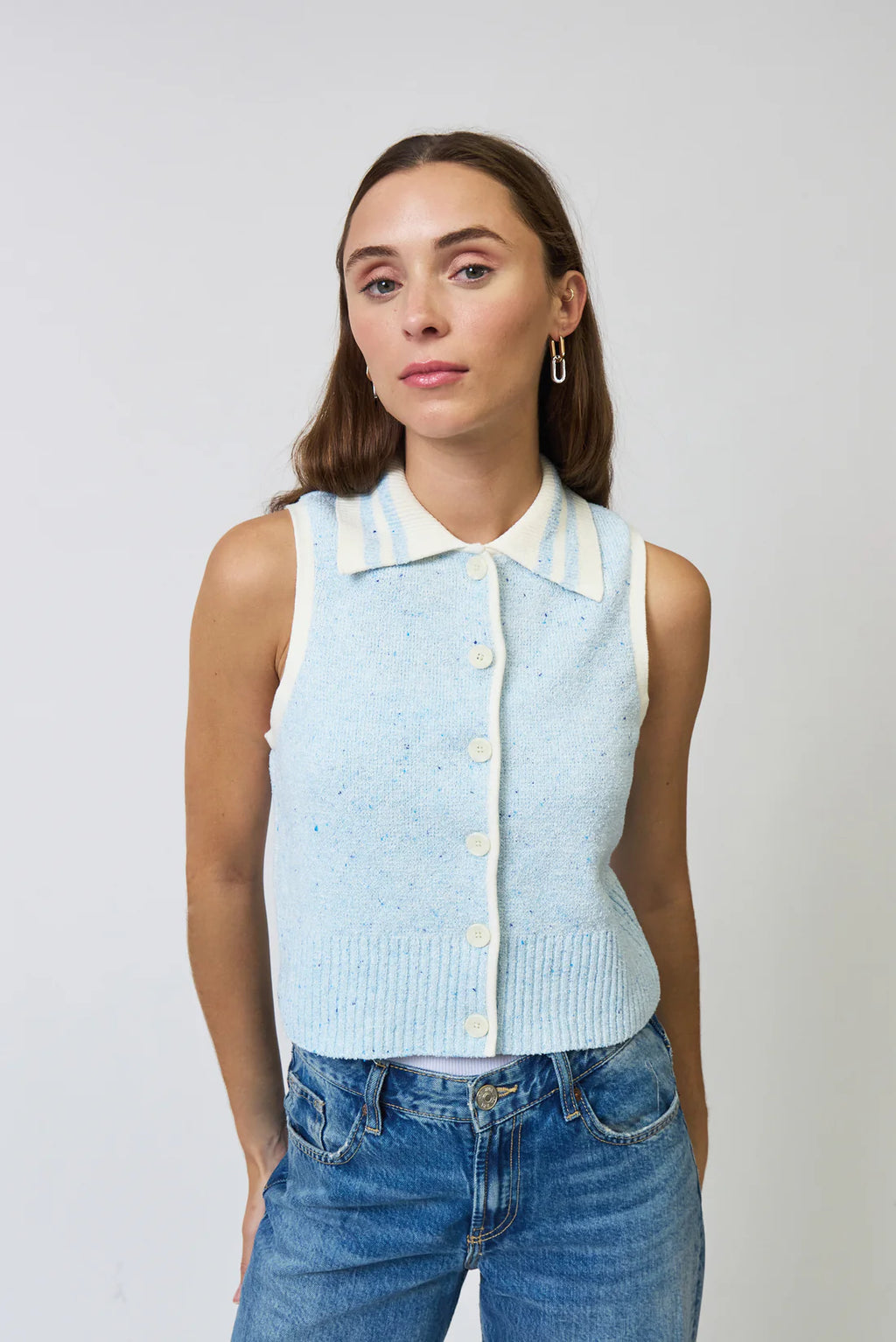 Celeste Tweed Collared Top