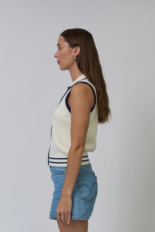 Allie Sleeveless Collared Zip Up