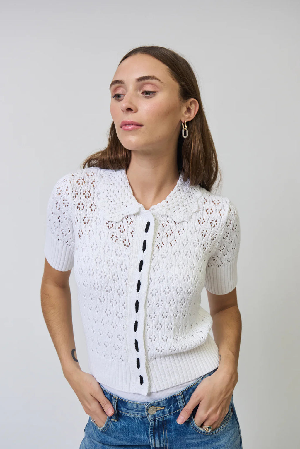Charli Eyelet Stitch Top