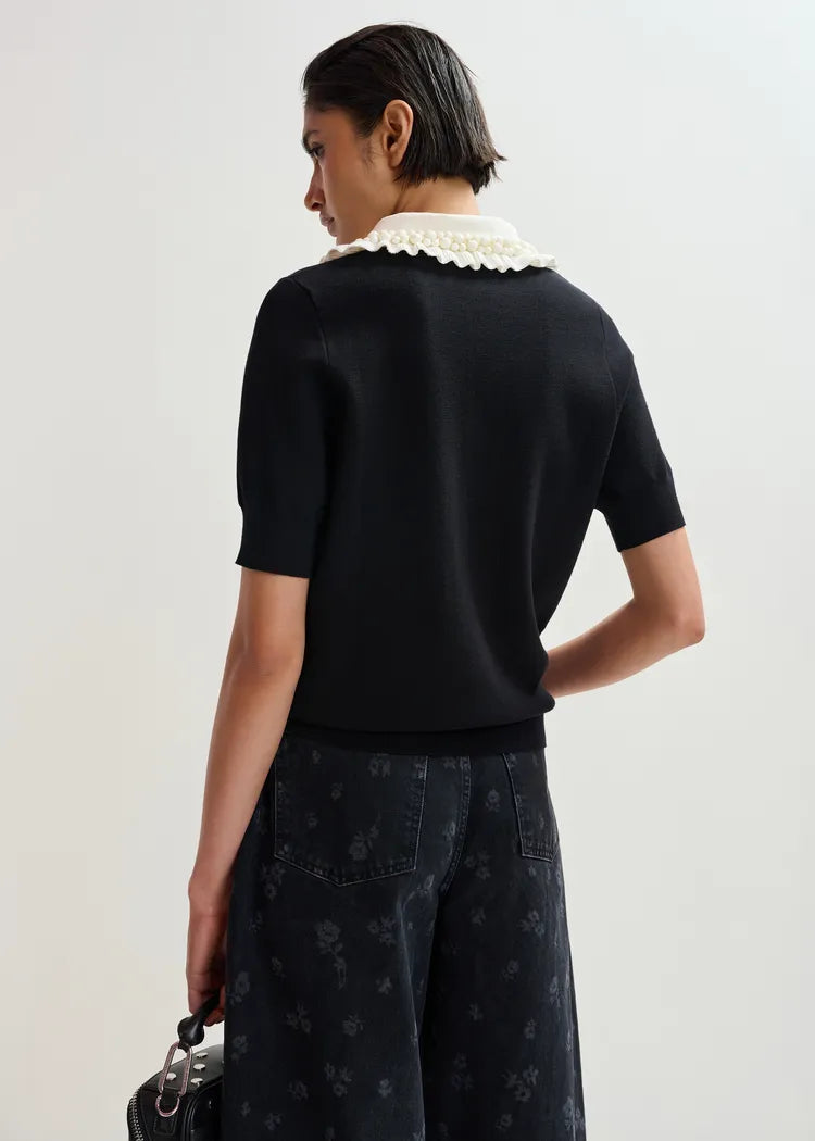 Jewelry Embroidered Knit Polo
