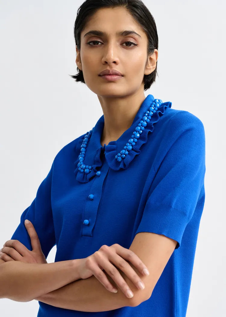 Jewelry Embroidered Knit Polo