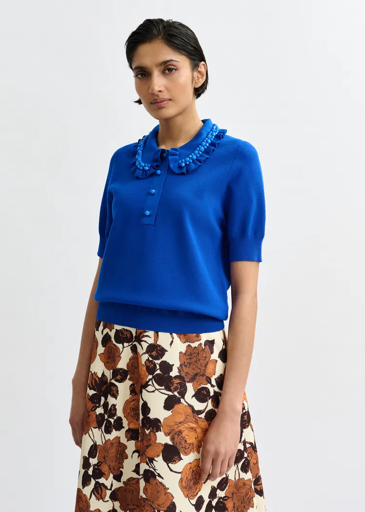 Jewelry Embroidered Knit Polo