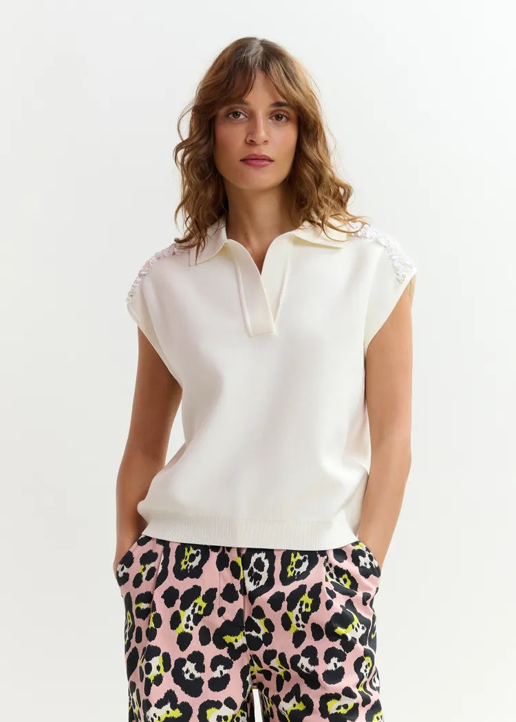 Joline Embroidered Knit Polo
