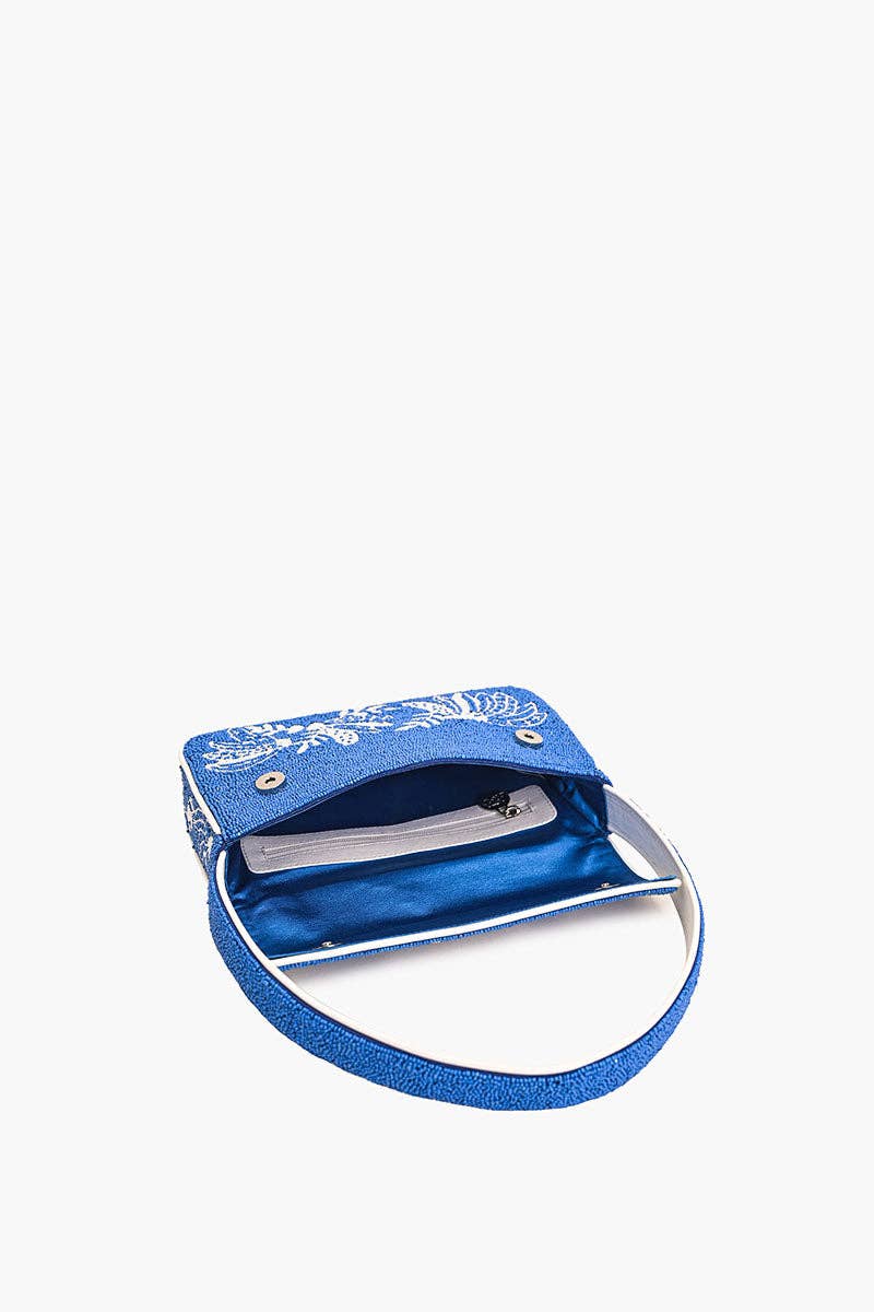 Blue-Nana Beaded Shoulder Bag